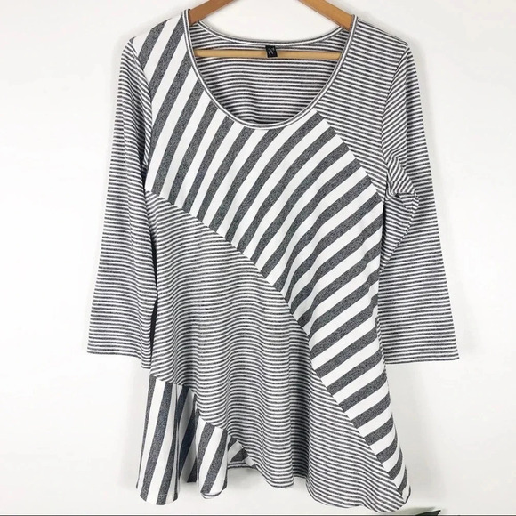 Fashque Studio | Multi Stripe Peplum Style Top - Picture 1 of 5